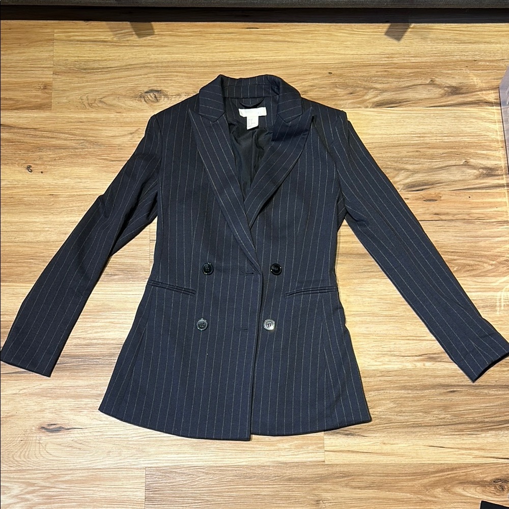 H&M Black Double-Breasted Blazer Suit Jacket